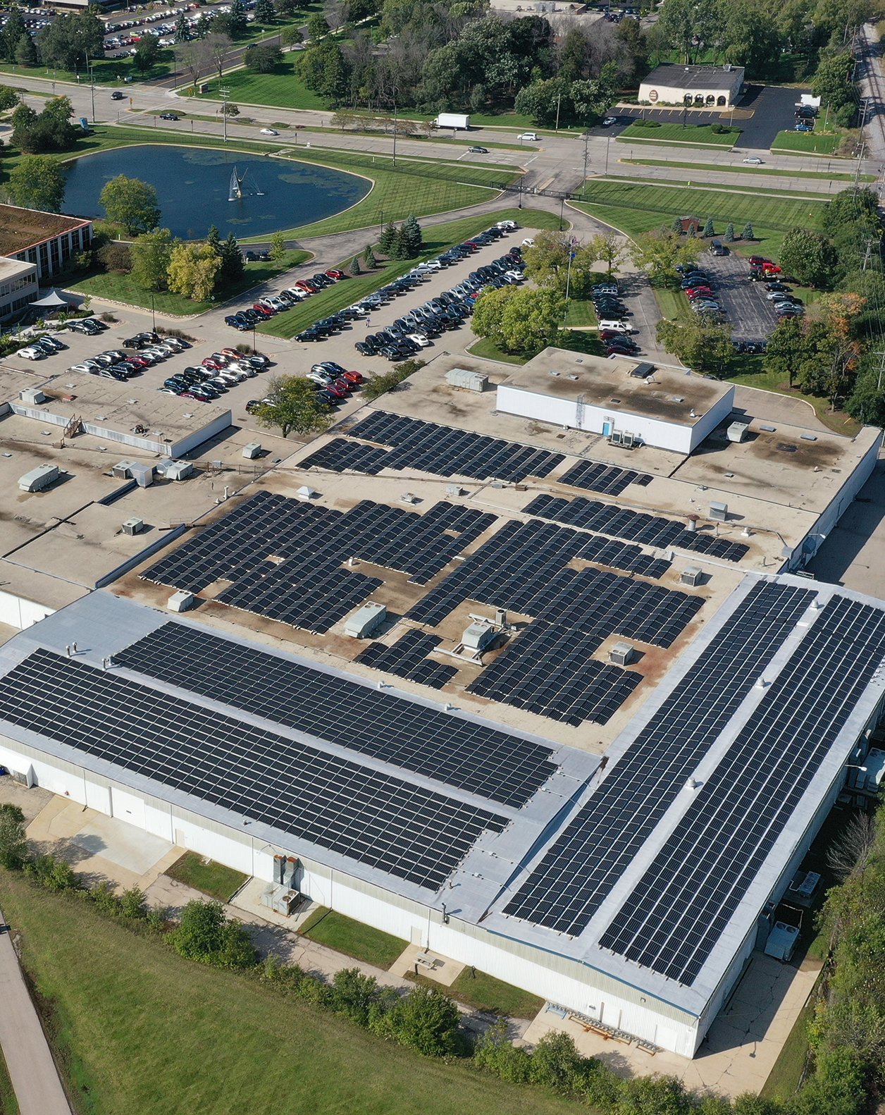 Badger Meter world headquarters rooftop solar system