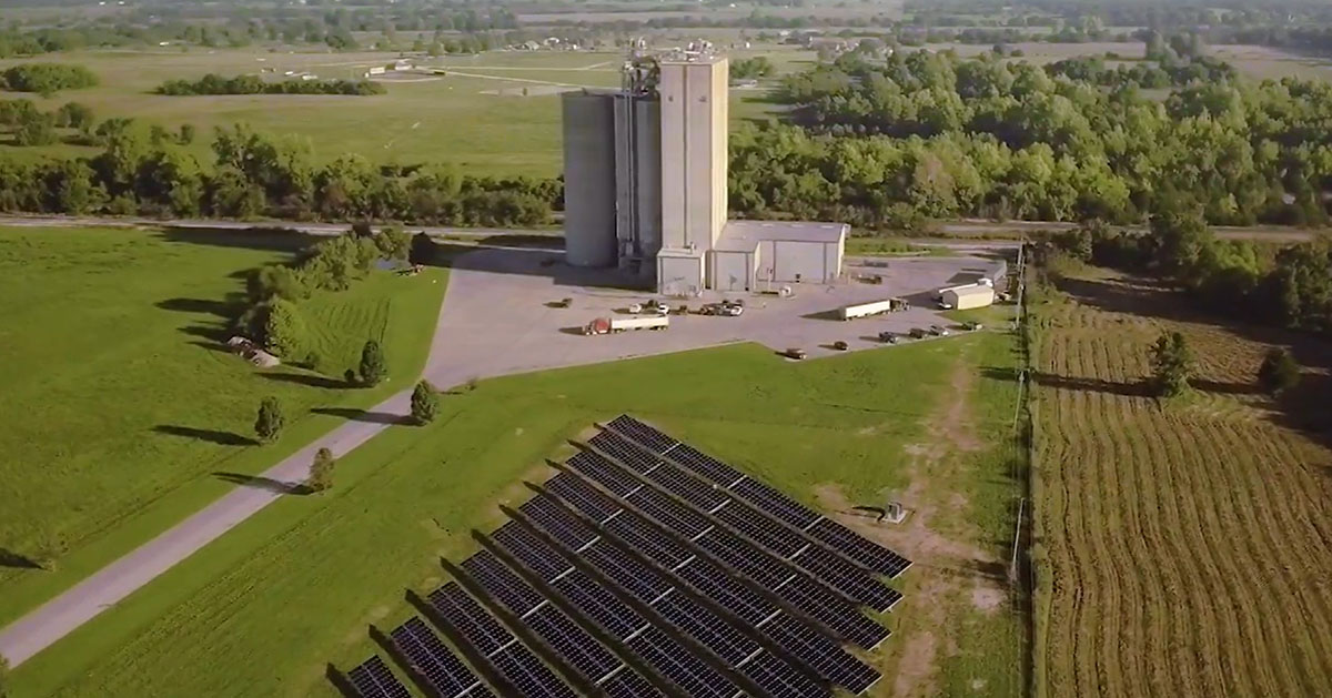 Photo depicting a commercial solar installation for a rural business