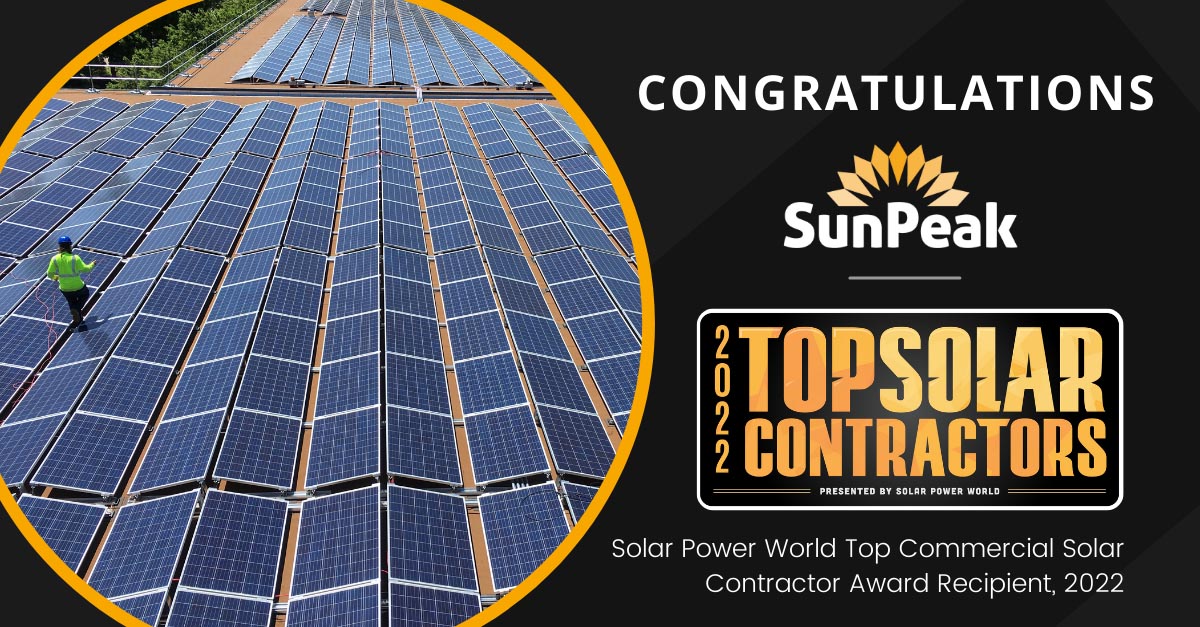 SunPeak Listed as a Top U.S. Solar Contractor